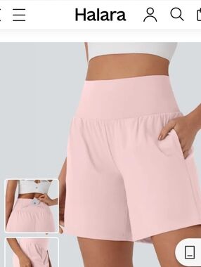 HALARA 1 Med & 1 Large! Light Pink High-Waist Active Bermudas 7" with Pockets